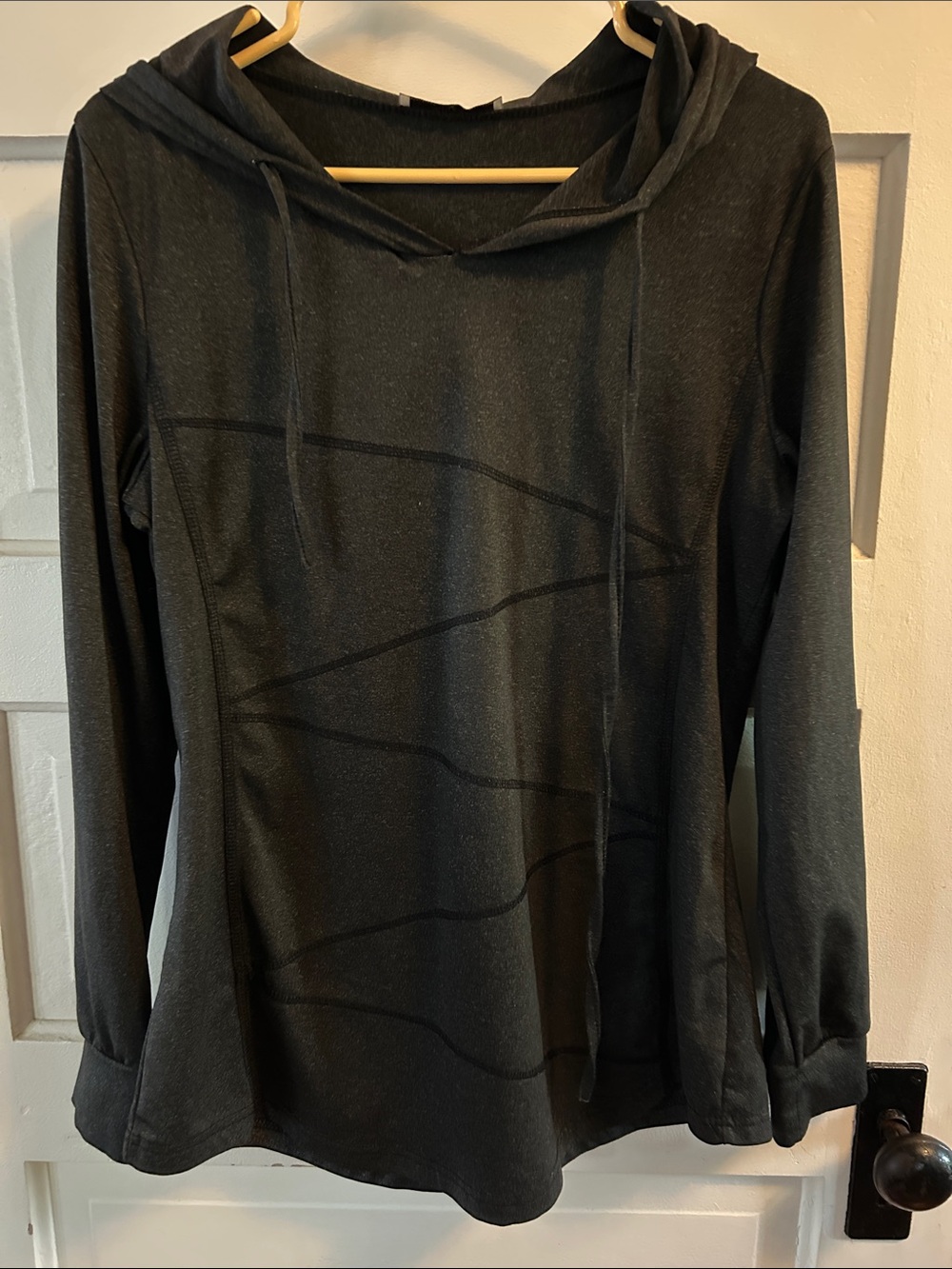 Miusey Charcoal Hooded Long Sleeve Athletic Top Sz M